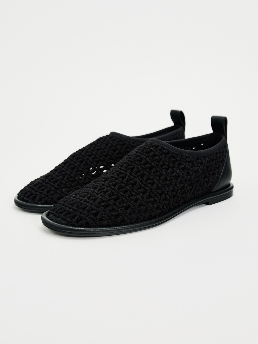 Zara Black Knit Mesh Flat Shoe Womens Size 40